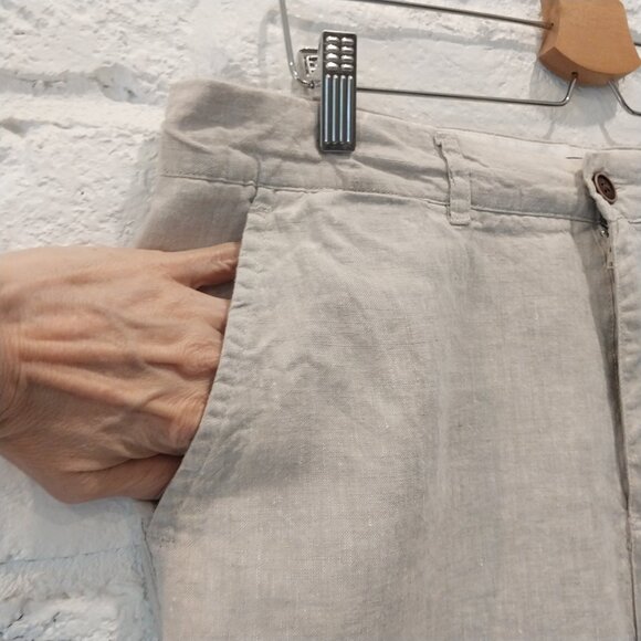 100% Linen Shorts Mens 34 (36) Beige Bermudas by Primark Flat Front 7.5" Inseam - Picture 2 of 10